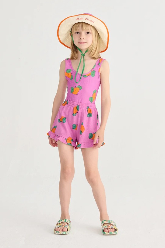 Bobo Choses szorty bawełniane dziecięce Tangerine wzorzyste fioletowy 126AC063