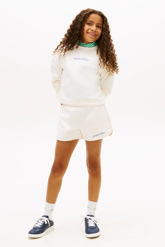 Dziewczynka Tommy Hilfiger szorty dresowe dziecięce z bawełną KG0KG09354.104.122.PPY2 biały