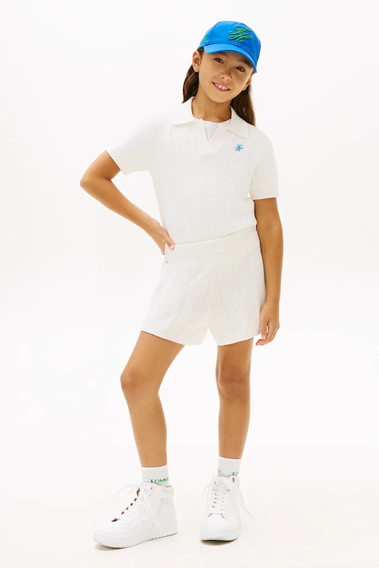 Dziewczynka Tommy Hilfiger szorty dziecięce bawełniane KG0KG09525.128.176.PPY2 biały