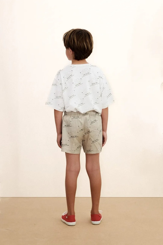 Tinycottons szorty bawełniane dziecięce TINY & TINY TWILL SHORTS SS26.309 beżowy