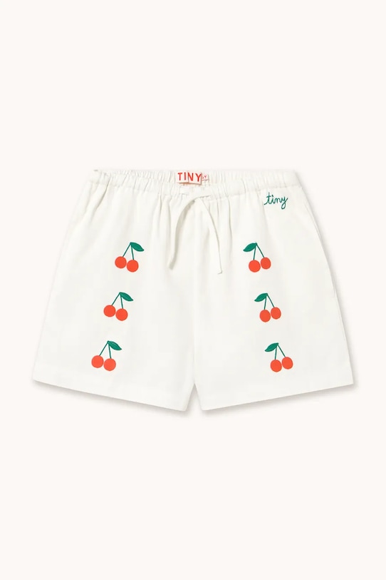 Tinycottons szorty bawełniane dziecięce MINI CHERRIES TWILL SHORTS wzorzyste biały SS26.314