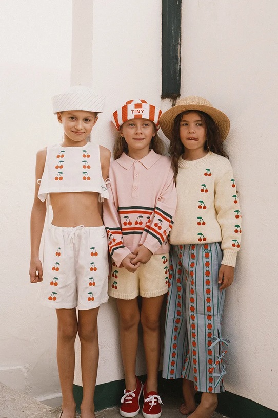 Tinycottons szorty bawełniane dziecięce MINI CHERRIES TWILL SHORTS biały SS26.314