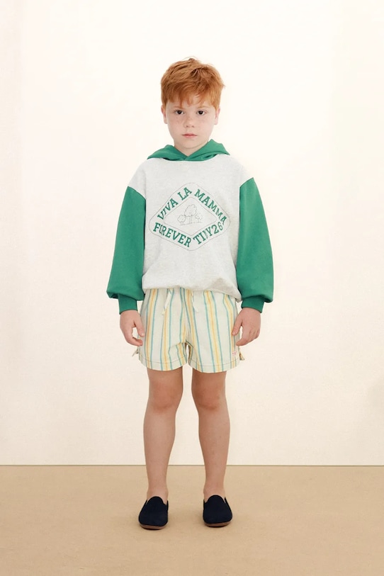 Tinycottons szorty bawełniane dziecięce MULTICOLOR STRIPES SHORTS wzorzyste biały SS26.358