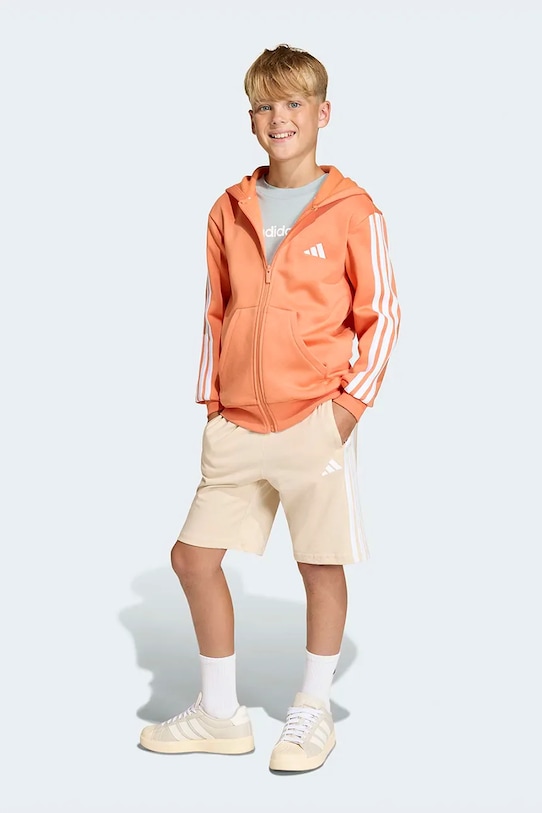 Детски памучен къс панталон adidas бежов KD8578