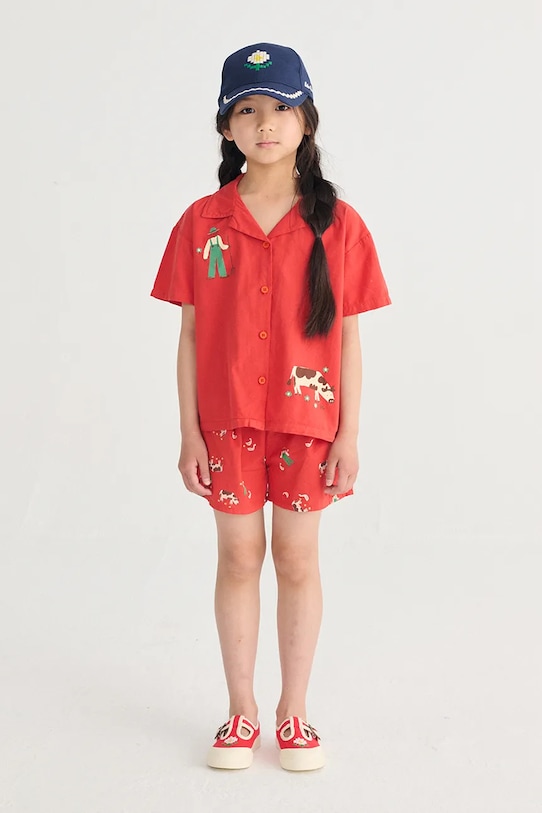 Bobo Choses shorts di lana bambino/a Farm Adventure prodotto per bambini rosso 126AC068