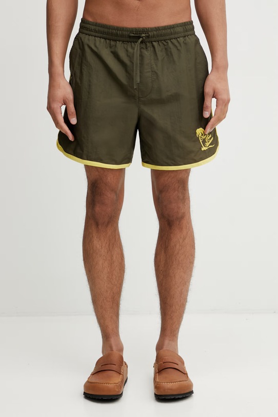 Drôle de Monsieur Plage Slogan Palmier szorty kąpielowe męskie zielony K.BS184.PA028.KK