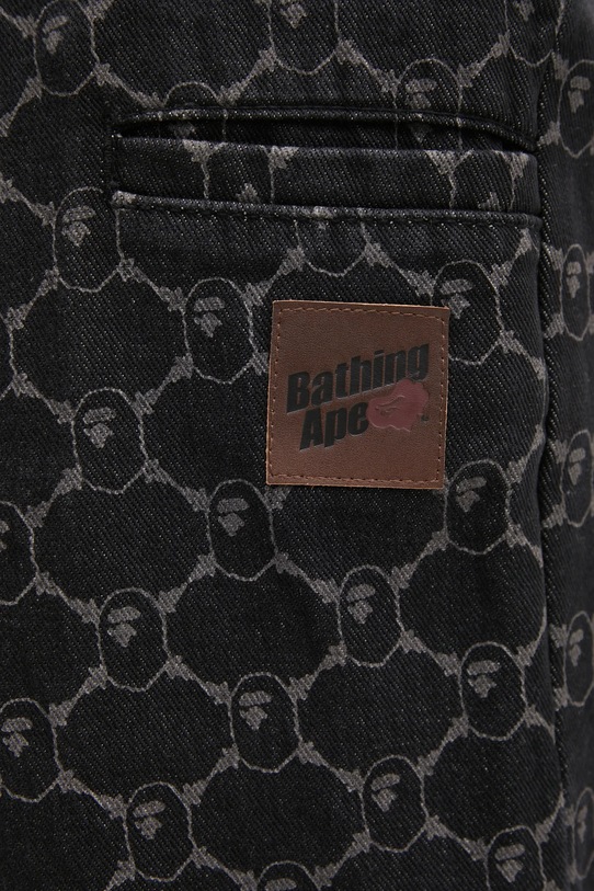 A Bathing Ape szorty jeansowe College Monogram 1L30151302 czarny
