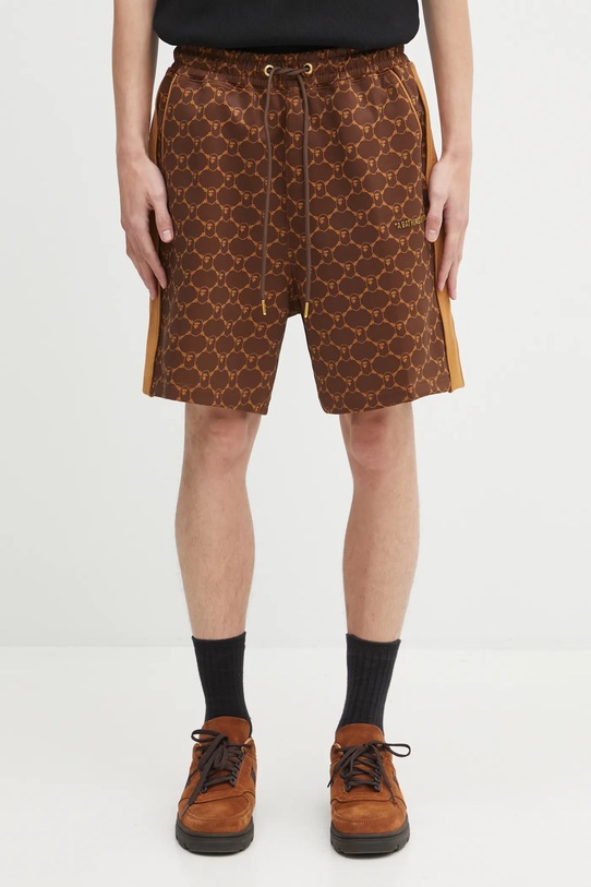 A Bathing Ape szorty College Monogram wzorzyste brązowy 1L30153320