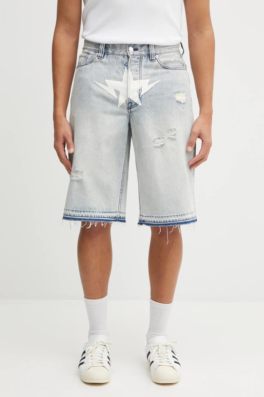 A Bathing Ape szorty jeansowe Destroyed Sta nadruk niebieski 1L30151304