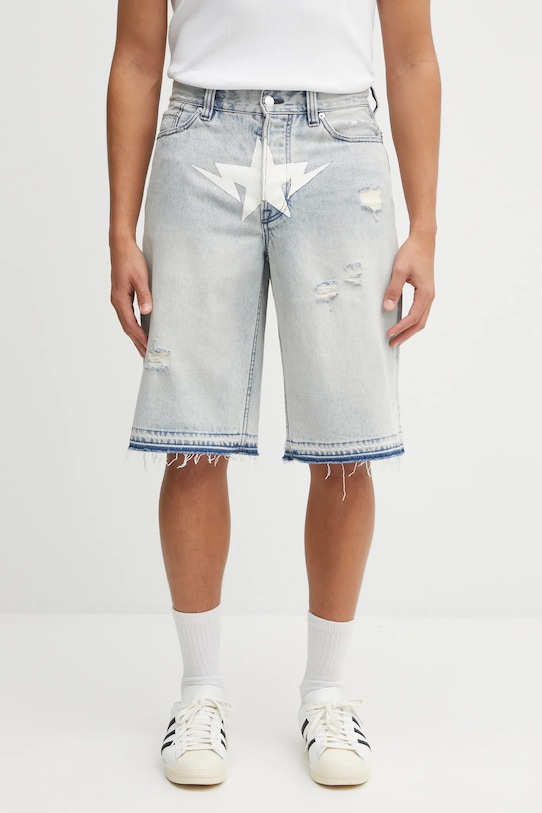 A Bathing Ape szorty jeansowe Destroyed Sta nadruk niebieski 1L30151304