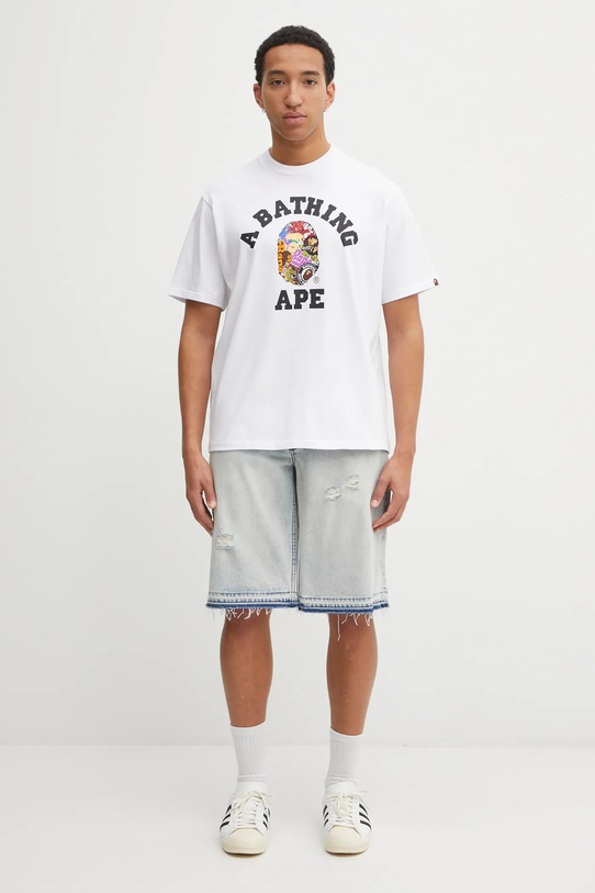 A Bathing Ape szorty jeansowe Destroyed Sta 1L30151304 niebieski