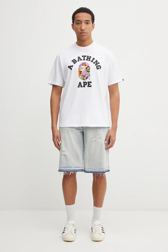 A Bathing Ape szorty jeansowe Destroyed Sta 1L30151304 niebieski