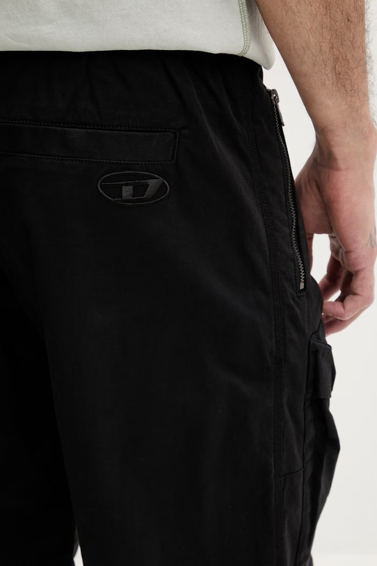 Diesel szorty cargo męskie z bawełną P-BEECK czarny A21985.0EPCH