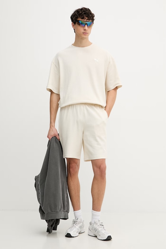 Puma szorty dresowe męskie z bawełną Essential Elevated 692021 beżowy SS26