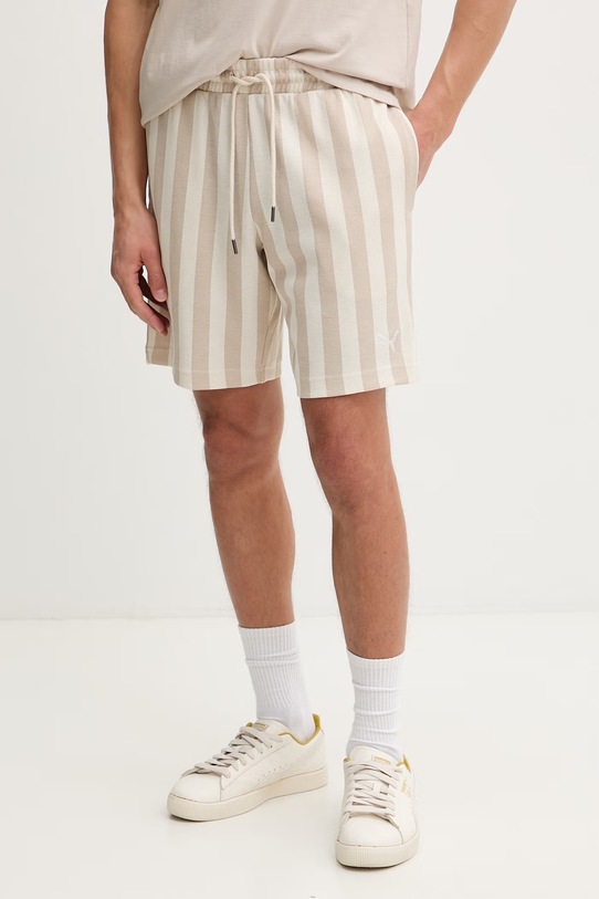 Puma szorty dresowe męskie z bawełną Puma Class beżowy 692355