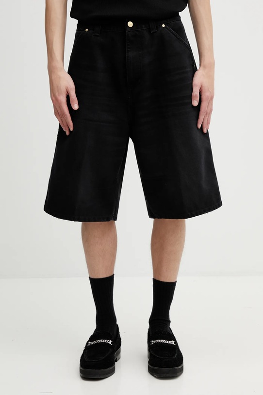 Rifľové krátke nohavice Carhartt WIP OG Single Knee Short jednofarebný čierna I036308.89B7