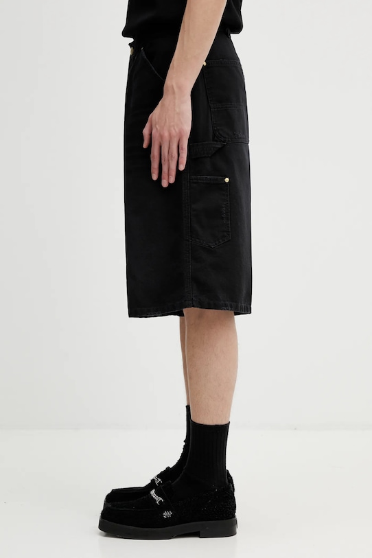 Rifľové krátke nohavice Carhartt WIP OG Single Knee Short I036308.89B7 čierna SS26