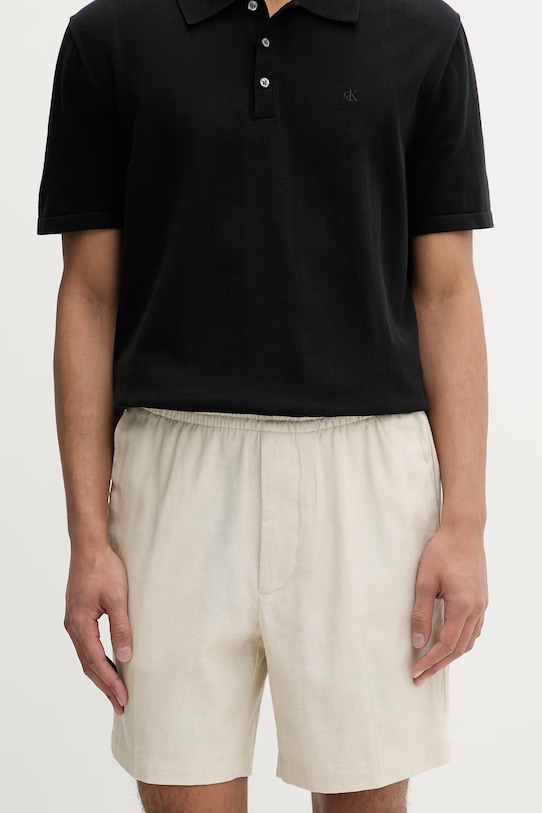 Calvin Klein σορτς ανδρικά με λινό μπεζ LV04LF620G