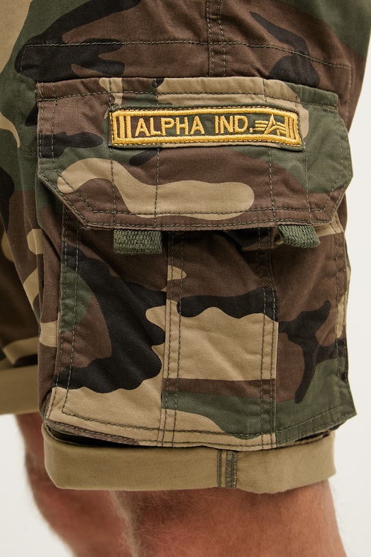 Alpha Industries szorty cargo męskie bawełniane z elastanem Crew Short Camo zielony 196201