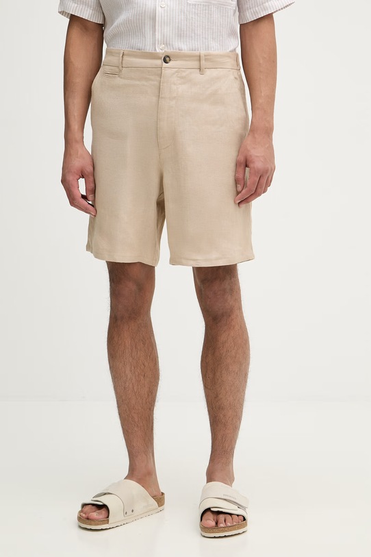 Trussardi szorty chino męskie lniane beżowy P025M000117N