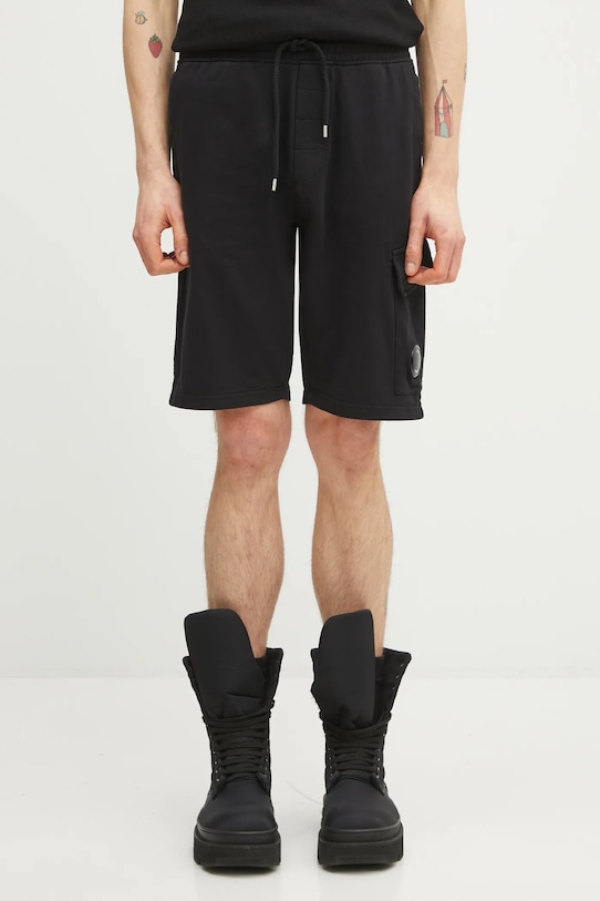 C.P. Company szorty bawełniane gładkie czarny RCCMSB704A002246G