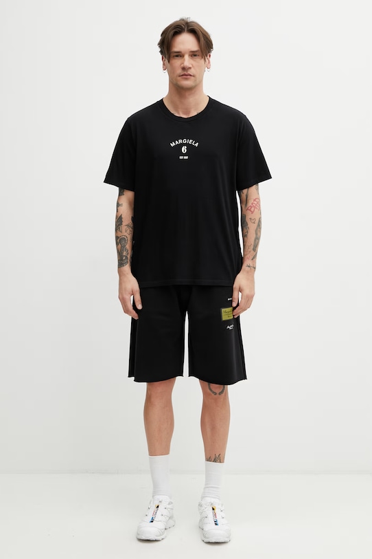 MM6 Maison Margiela szorty dresowe męskie z bawełną SH0MU0027.S25606.900 czarny