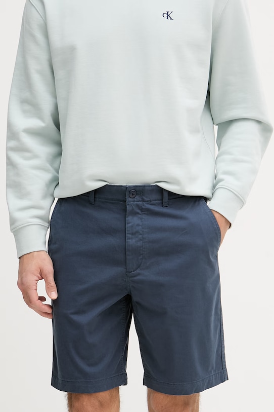 Calvin Klein Jeans chino kratke hlače muške od pamuka s elastanom mornarsko plava LV04RF617G