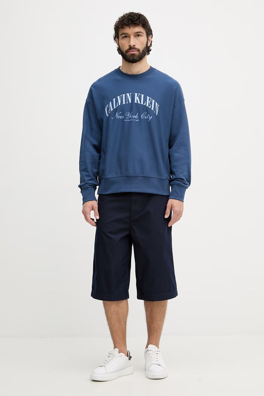 Calvin Klein Jeans pantaloncini da uomo con cotone LV04RF735G blu navy SS26