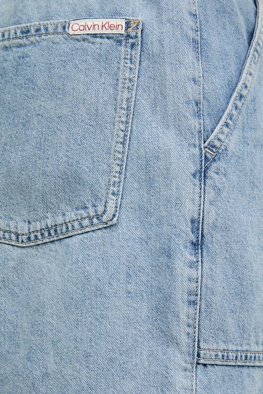 Calvin Klein Jeans bermuda hlače moške z dodatkom lanu modra LV04RF907G