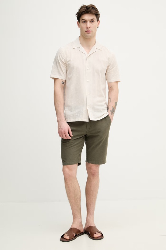 Lindbergh szorty męskie z lnem 30.508003 zielony SS26