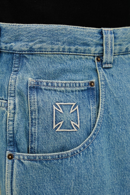 VETEMENTS szorty jeansowe Biker Cross ME76DP094N1 niebieski