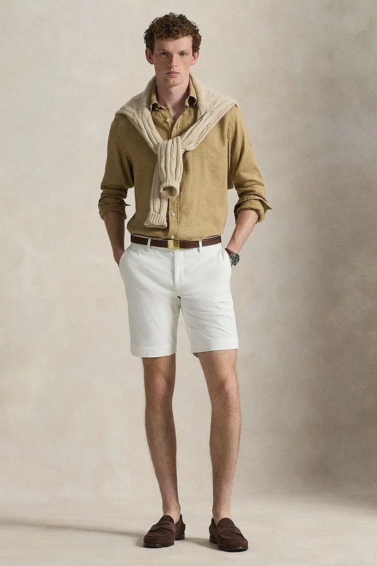 Odzież Polo Ralph Lauren szorty chino męskie bawełniane 710P08194 biały