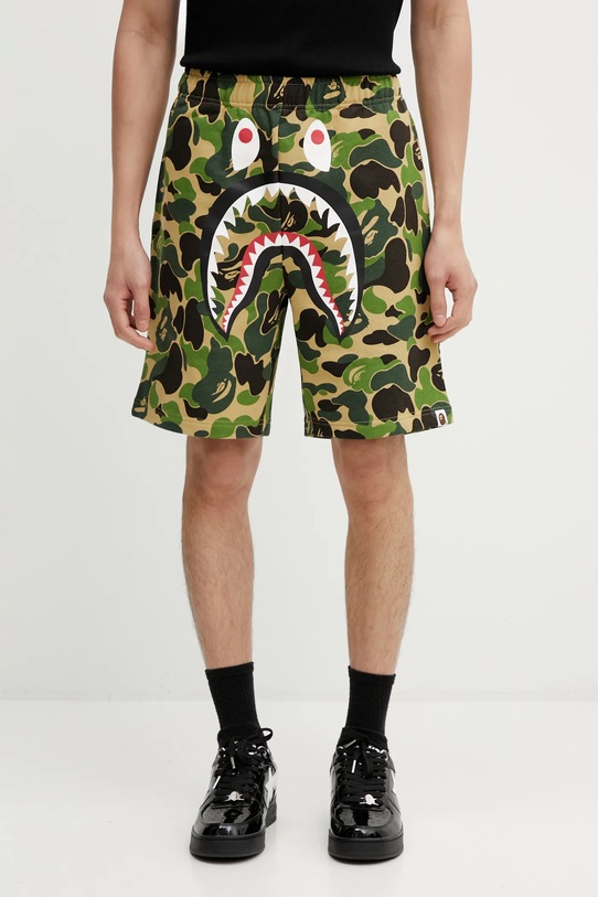 A Bathing Ape pantaloni scurți din bumbac ABC Camo Shark cu modele verde 001SPL301010M