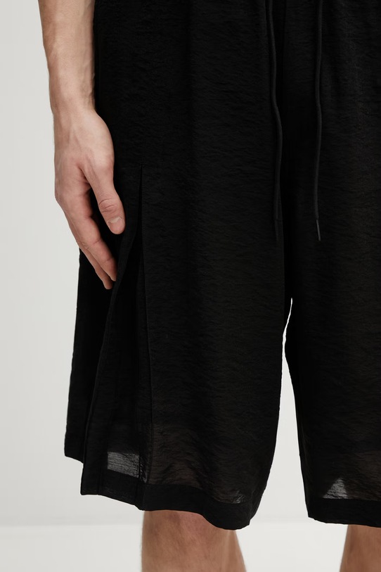 Y-3 szorty z domieszką lnu CV PLT SHORT czarny KS7639