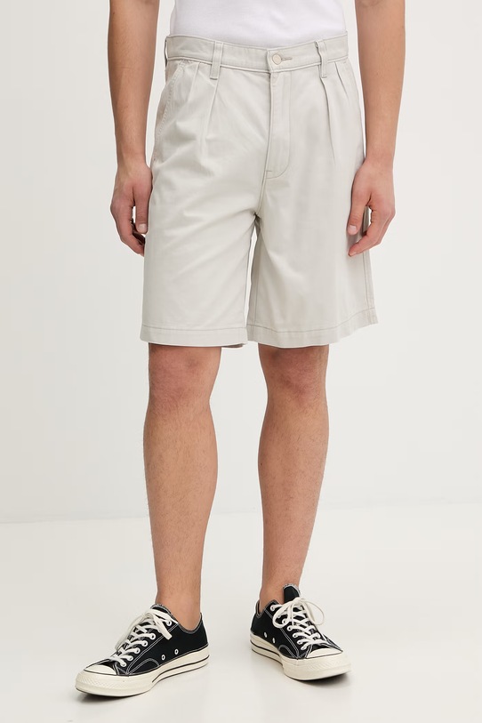 Levi's szorty bawełniane BAGGY PLEATED bawełna szary 0057P
