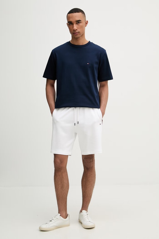 Tommy Hilfiger teplákové šortky pánske bavlnené MW0MW42883 biela SS26