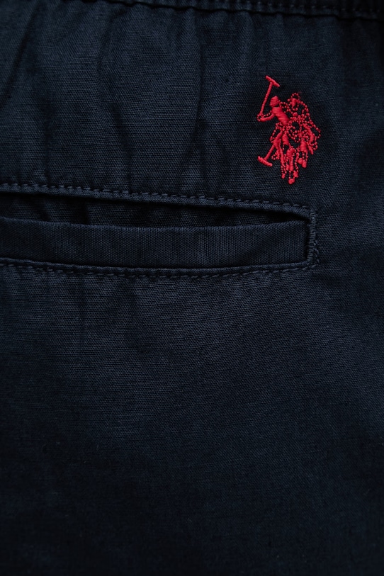 Šortky s prímesou ľanu U.S. Polo Assn. LINEN DECK MUP3552 tmavomodrá