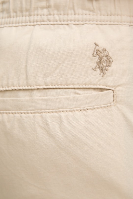 U.S. Polo Assn. szorty z dodatkiem lnu LINEN DECK beżowy MUP3552