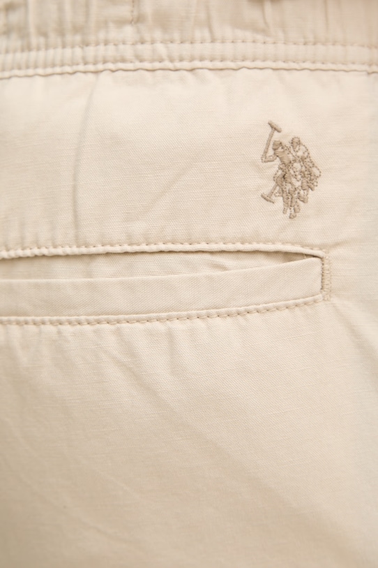 U.S. Polo Assn. szorty z dodatkiem lnu LINEN DECK beżowy MUP3552