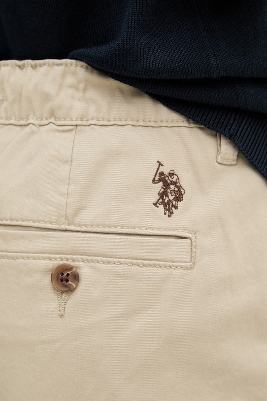 U.S. Polo Assn. къс панталон мъжки от памук USPA COMFORT WAIST CLASSIC CHINO бежов MUP4696
