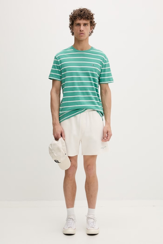 Tommy Jeans szorty dresowe męskie z bawełną DM0DM22697 beżowy SS26