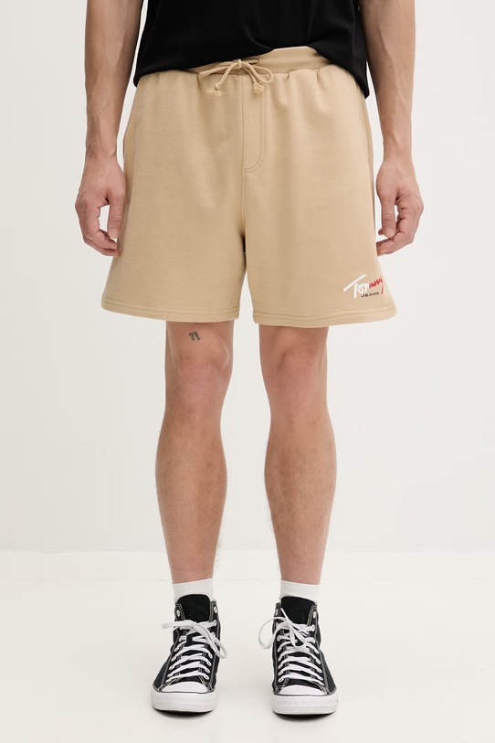 Tommy Jeans pantaloni scurți de trening pentru bărbați, din bumbac bej DM0DM23017