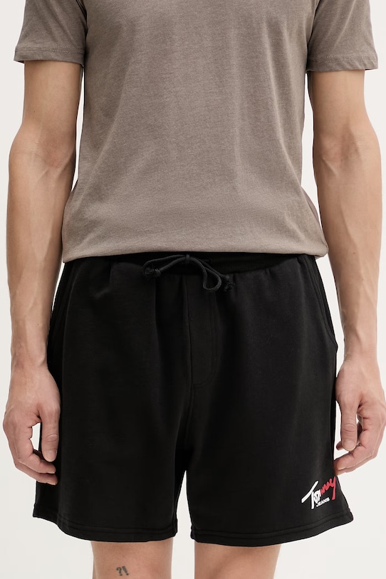 Tommy Jeans szorty dresowe męskie bawełniane czarny DM0DM23017