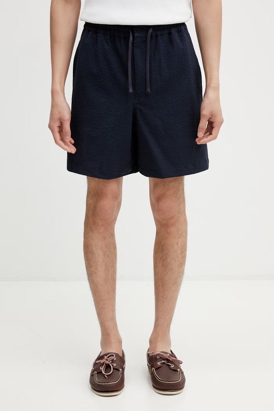 Maison Kitsuné szorty męskie bawełniane z elastanem granatowy QM01401WC5082