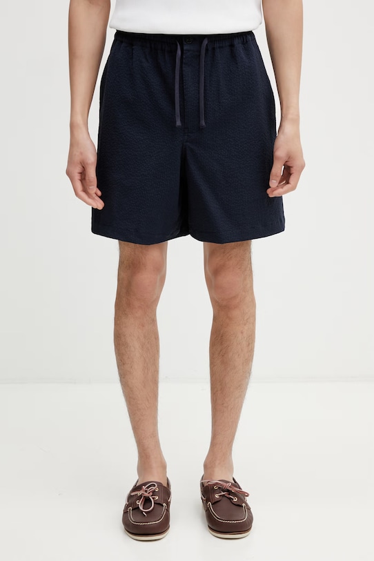 Maison Kitsuné szorty męskie bawełniane z elastanem granatowy QM01401WC5082