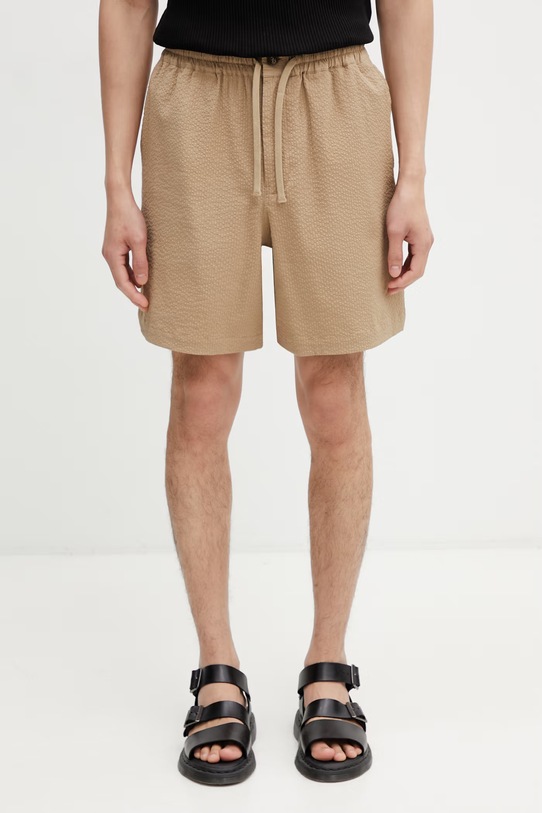 Maison Kitsuné szorty bawełniane z elastanem męskie beżowy QM01401WC5082