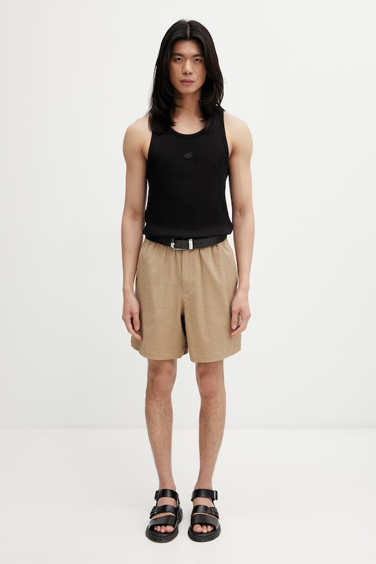 Maison Kitsuné szorty bawełniane z elastanem męskie QM01401WC5082 beżowy