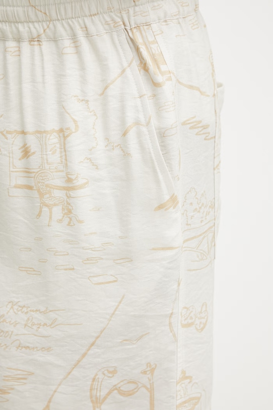Maison Kitsuné pantaloncini con viscosa da uomo beige QM01402WW9103