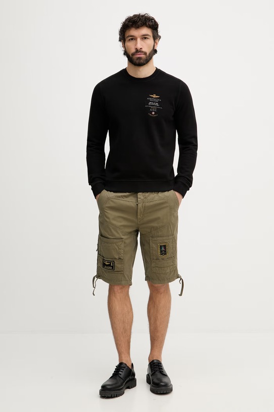 Aeronautica Militare pantaloni scurți pentru bărbați, din bumbac BE0041UCT01122 verde SS26