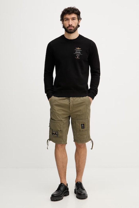 Aeronautica Militare pantaloni scurți pentru bărbați, din bumbac BE0041UCT01122 verde SS26